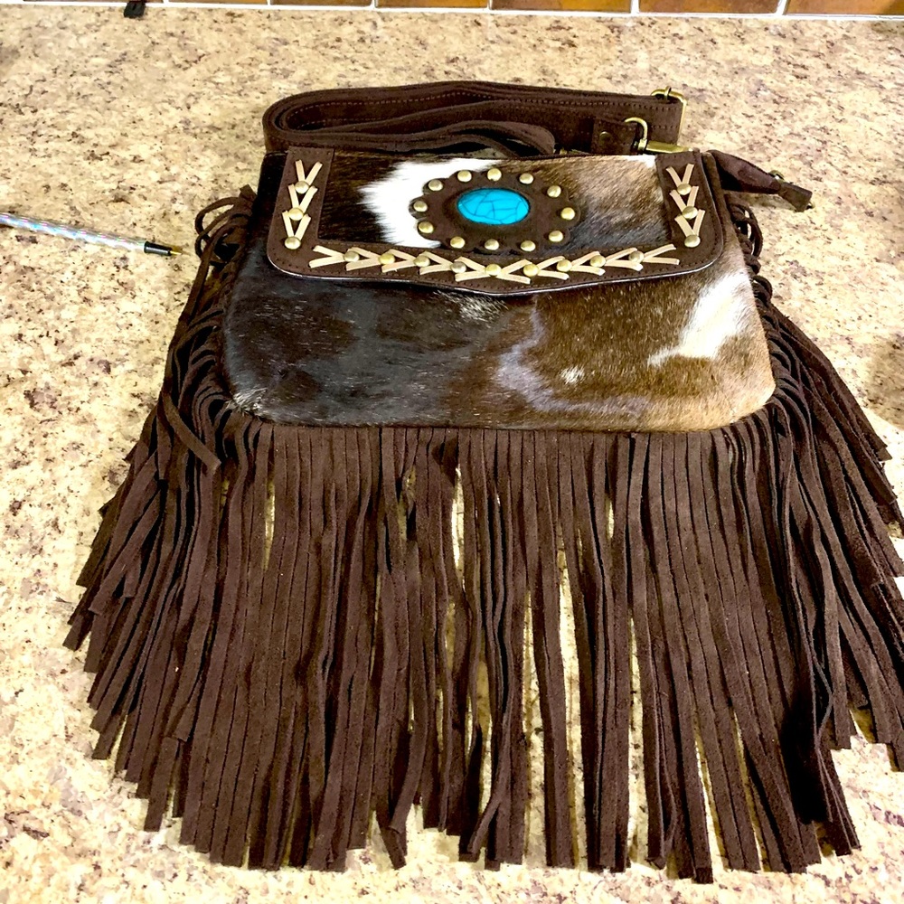 100% leather in cowhide Crossbody purse